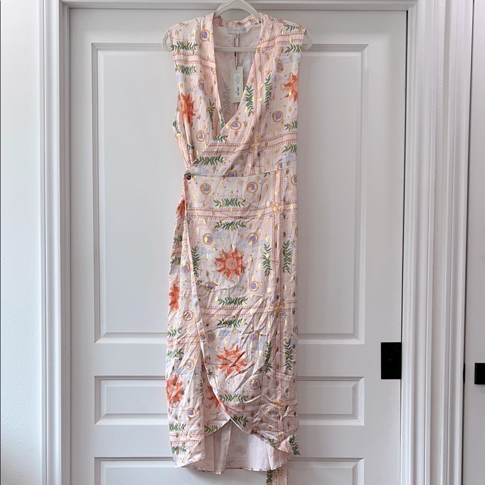 NEW Never Fully Dressed Orange and Gold Asymmetrical Wrap Plus size Dress